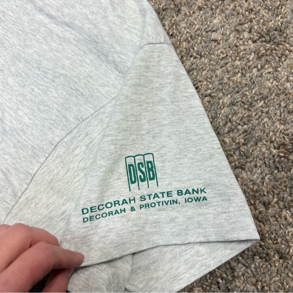 Vintage Iowa shirt mens XL heather gray Iowa bank made in USA short sleeve tee - Picture 3 of 8
